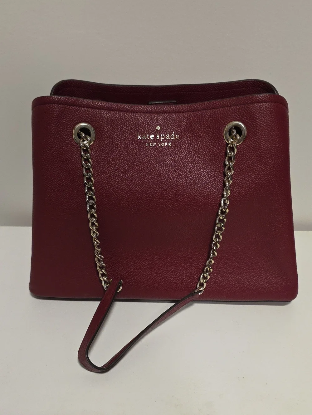 kate spade New York Burgundy Leather Chain-Handle Tote